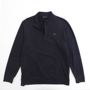 Travis Mathew Mens 1/4 Zip Pullover Sweater Black Fleece Lined Long Sleeve XXXL